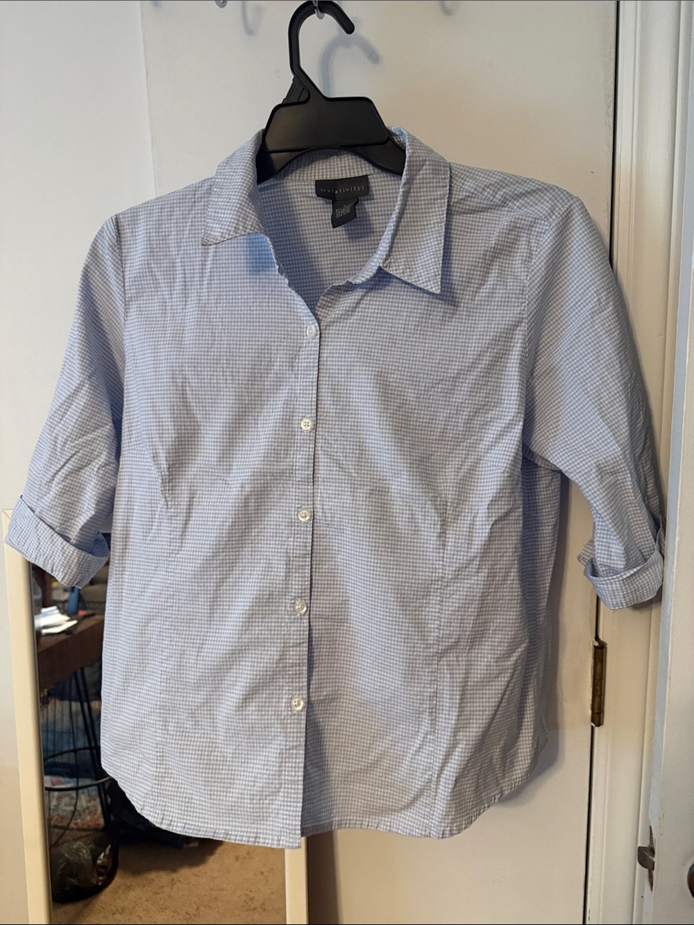 Relativity Light Blue Micro-Check Button-Down Shirt